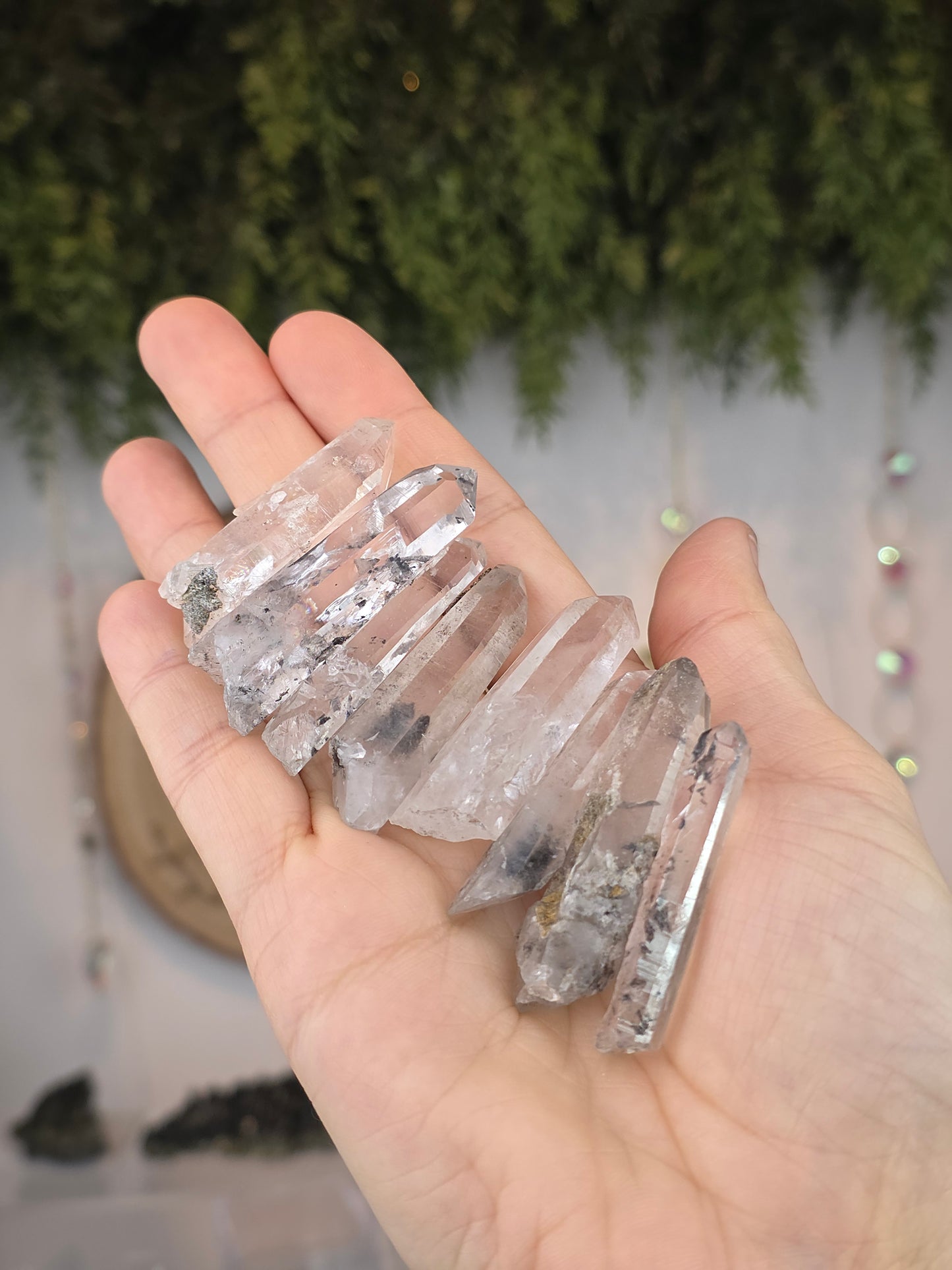Intuitively Chosen Brazilian Hematite Included Lemurian Quartz Raw Points