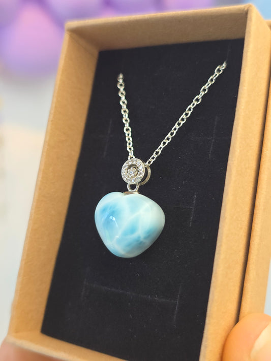 Larimar Heart Necklace B