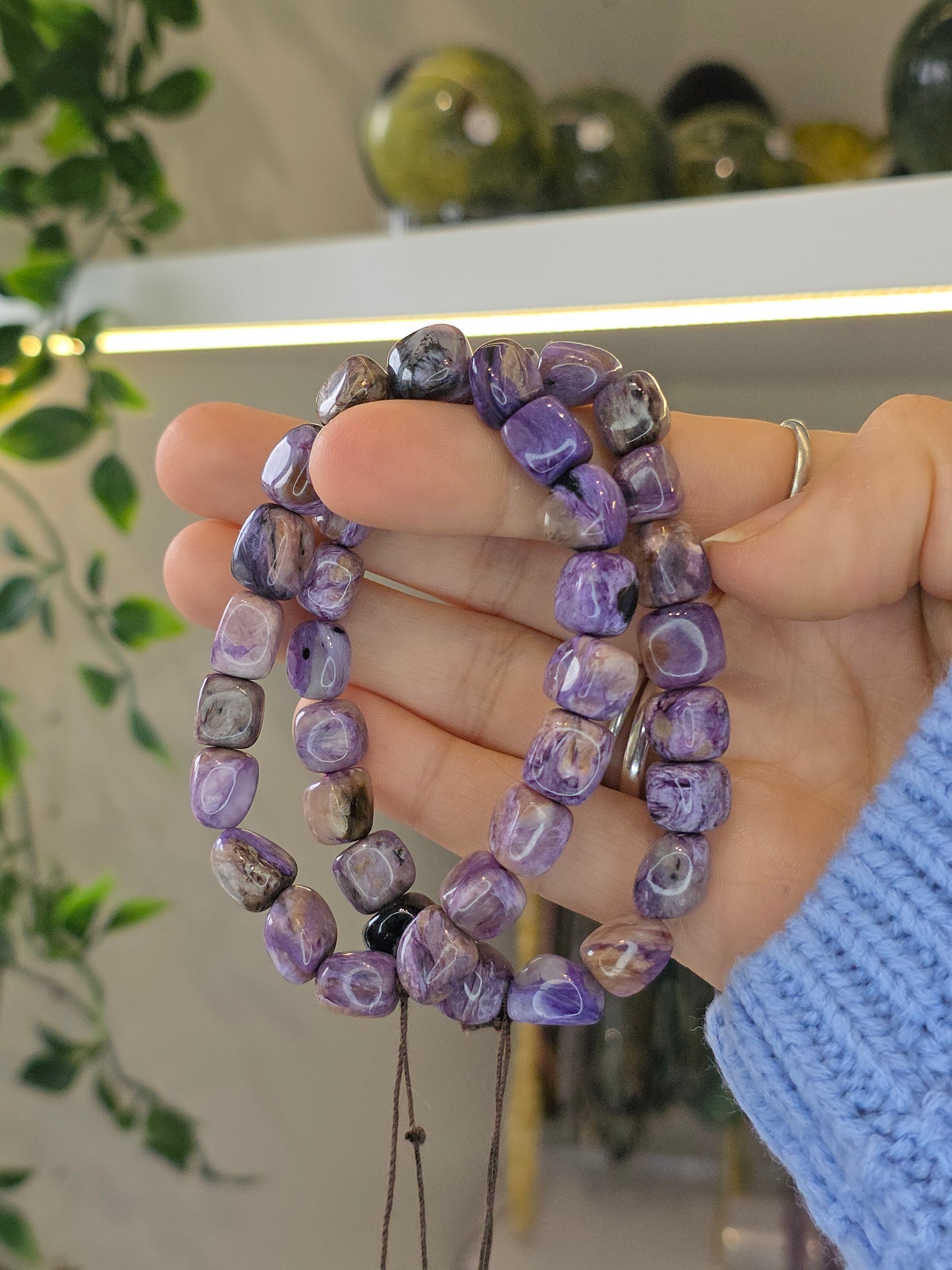Charoite Cube Bracelets 9.5mm