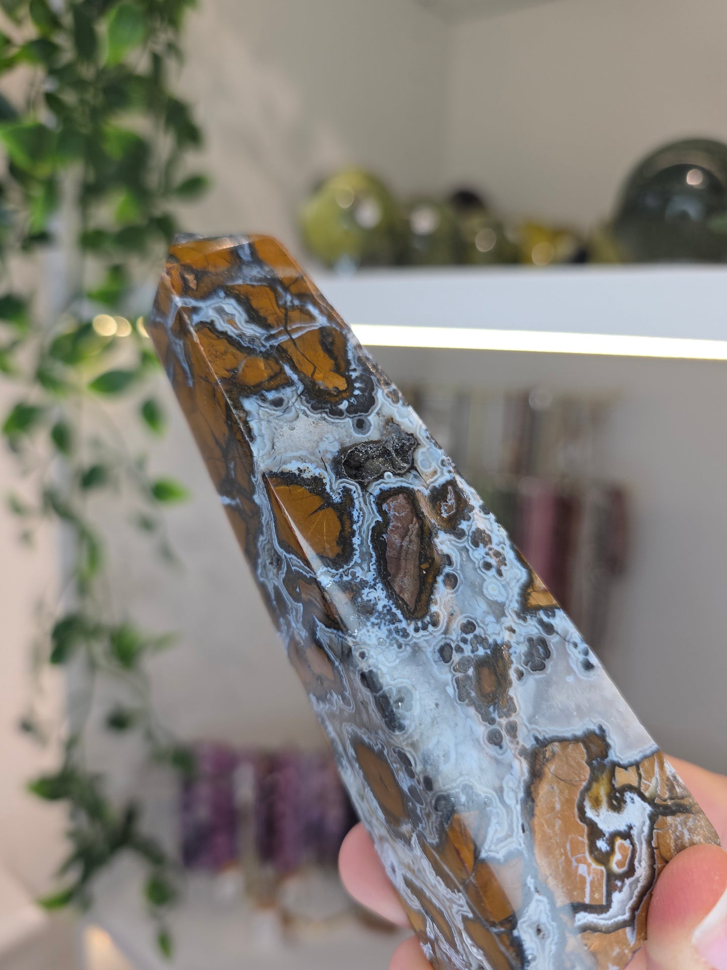 Indonesian Rare Blue Brecciated Jasper Tower E