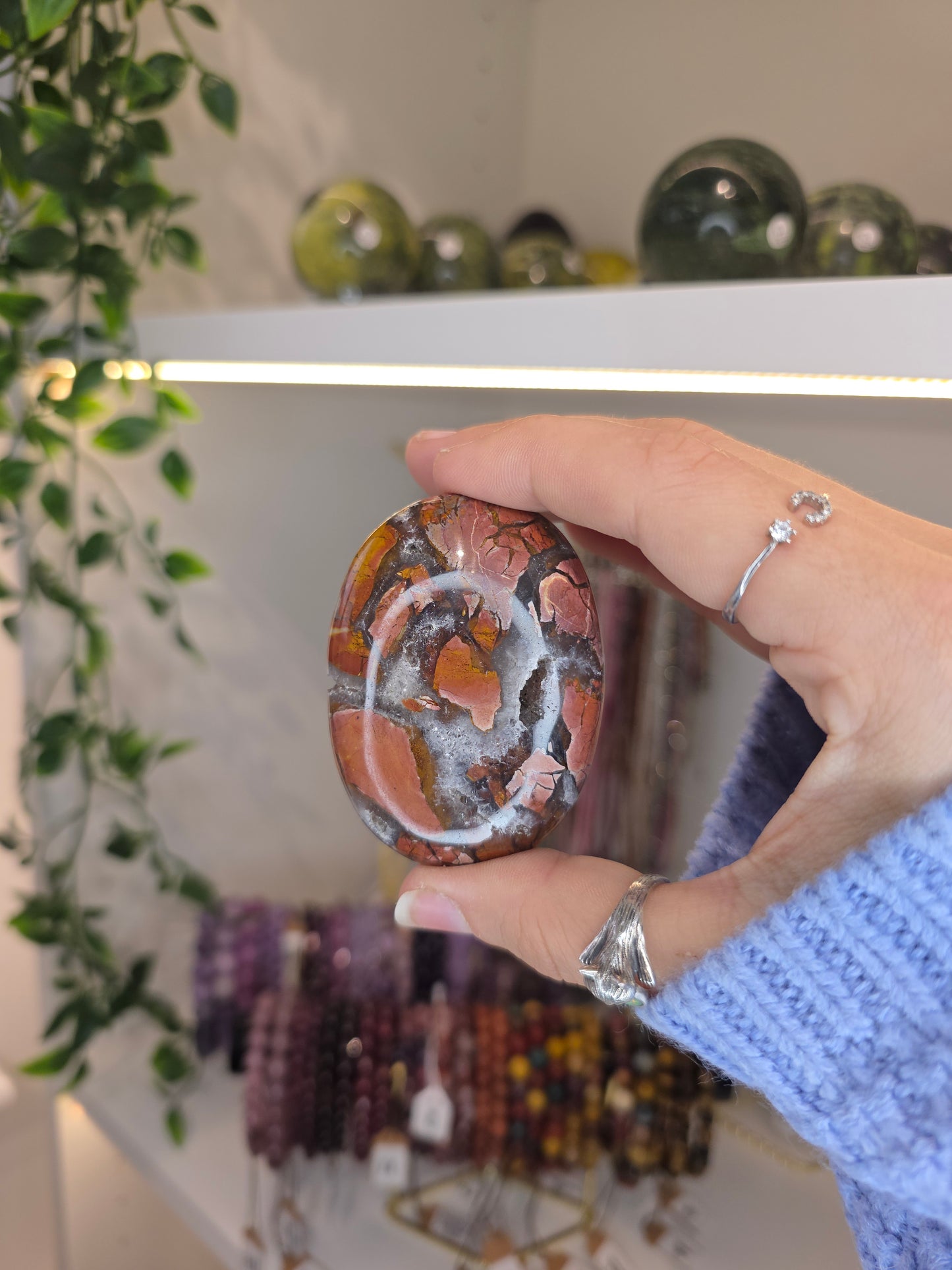 Indonesian Pink Brecciated Jasper Palm Stones