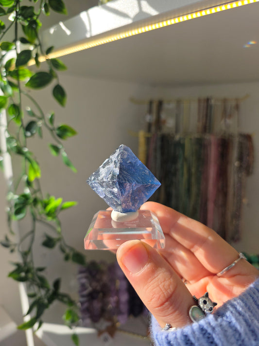 Natural Blue Fluorite Octahedral Diamonds from the Fujian Province