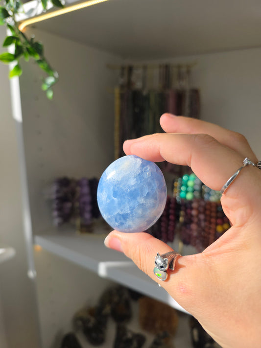 Blue Calcite Palm Stones
