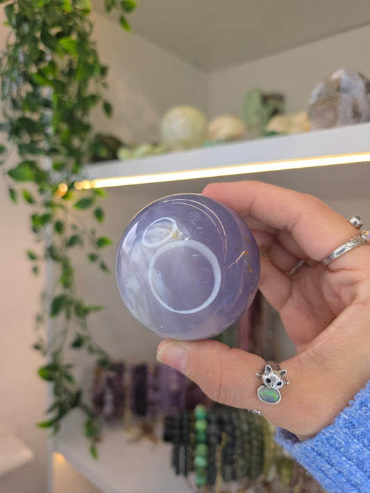 Blue Chalcedony Druzy Sphere from Indonesia E