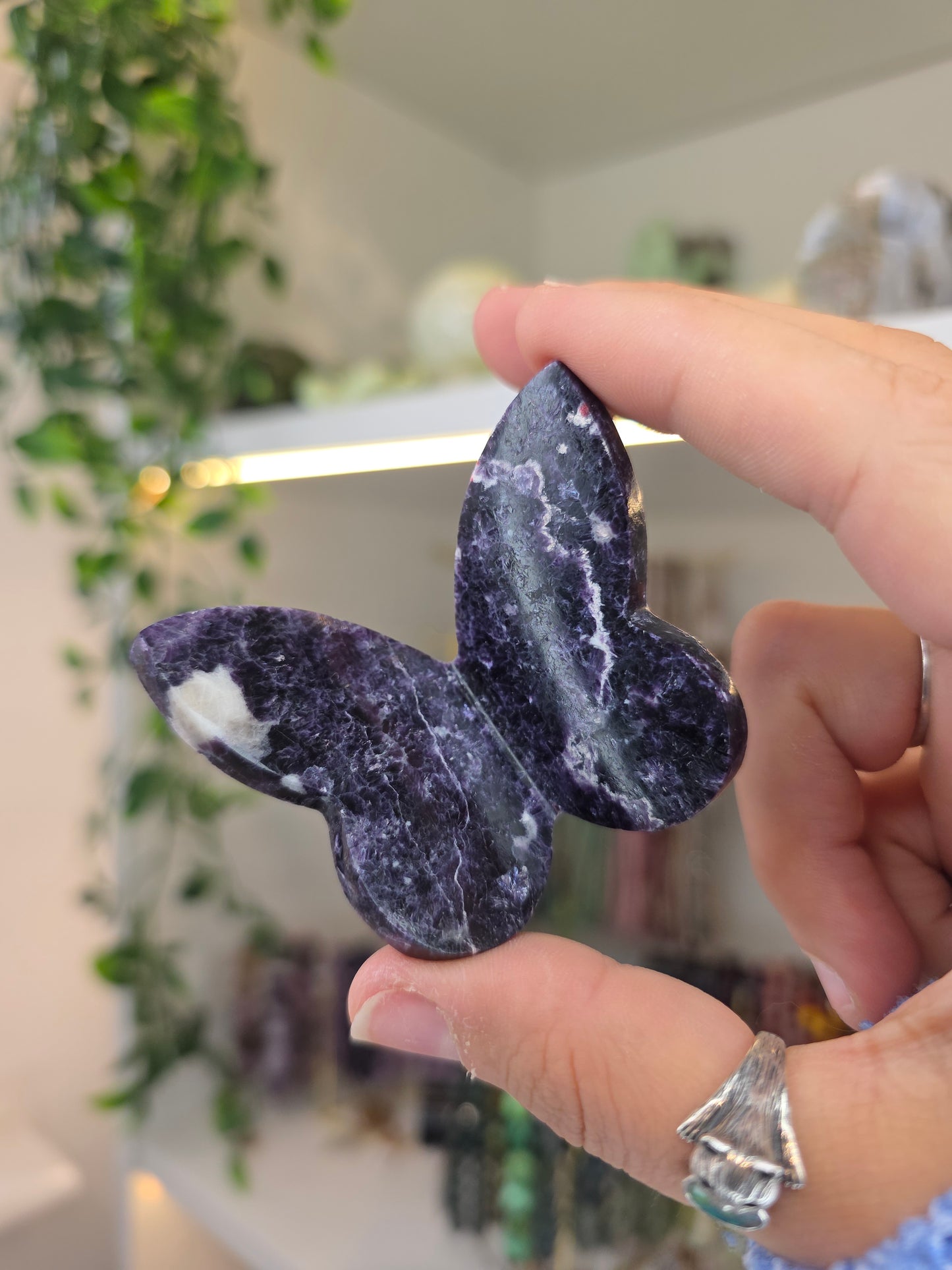 Rare Australian Sparkly Lepidolite with Mica 3D Butterfly A