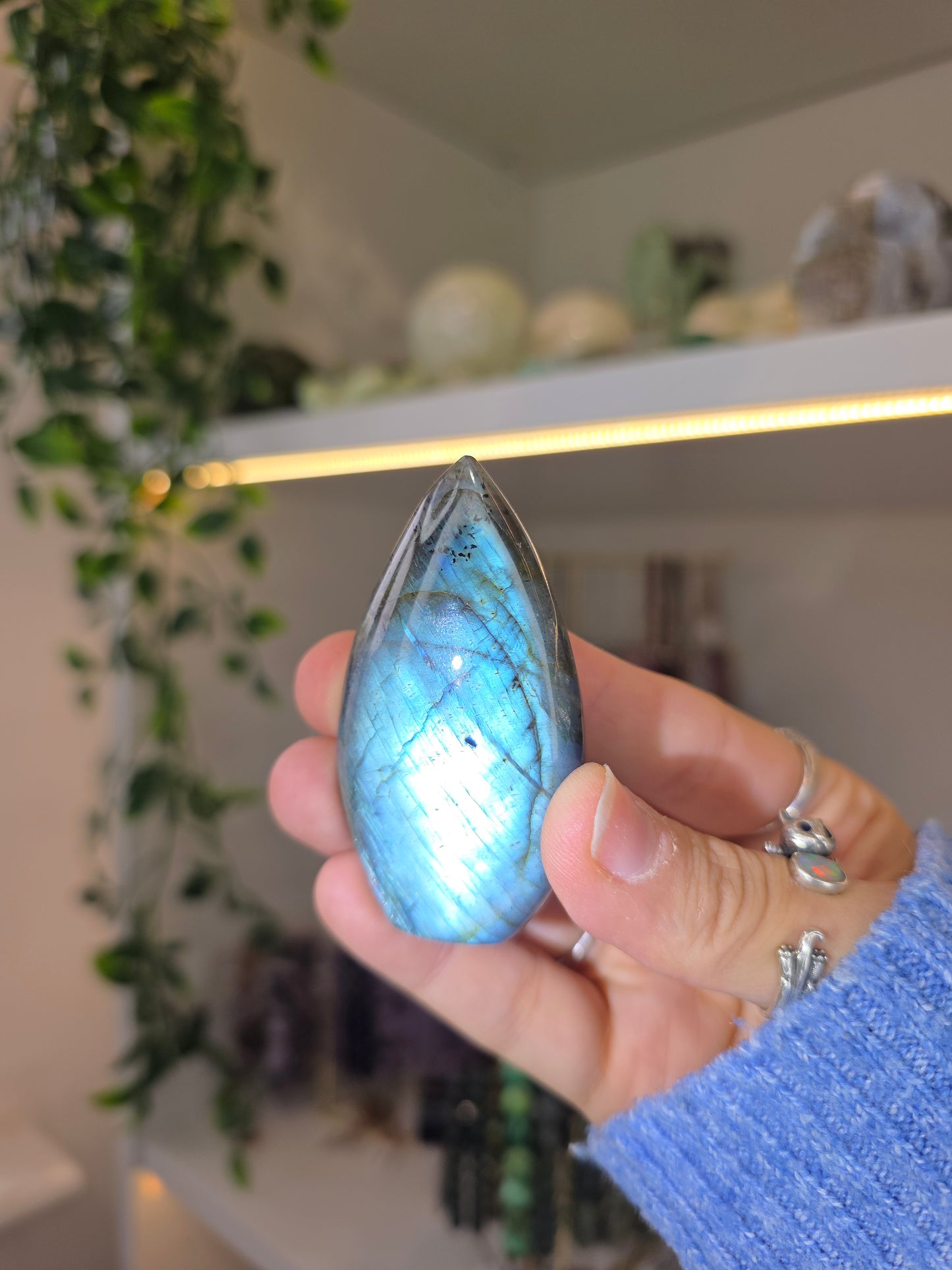 Blue Flash Labradorite Tear Drop Freeform Flame from Madagascar A