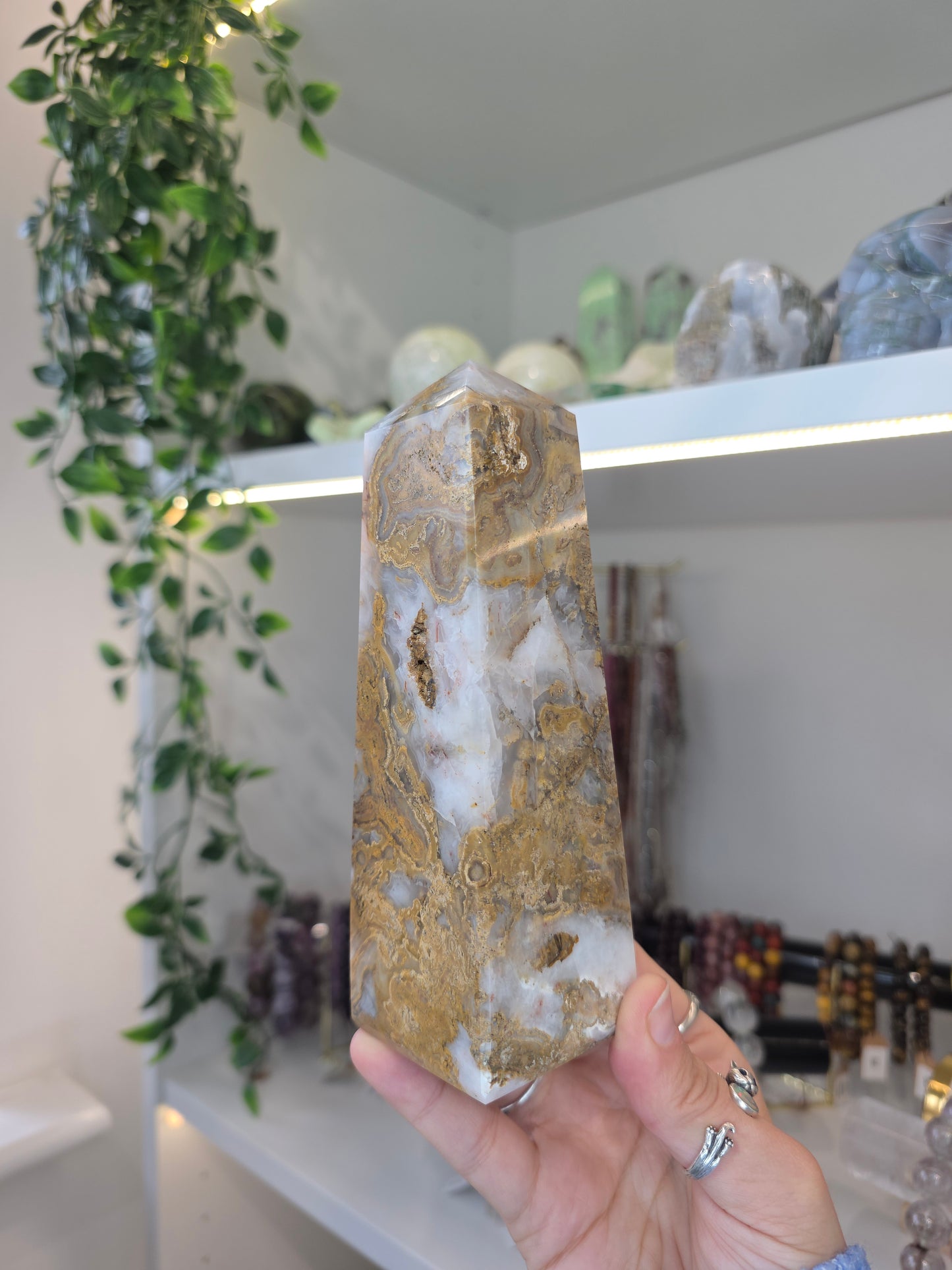 Yellow Moss Agate from Indonesia Tower D