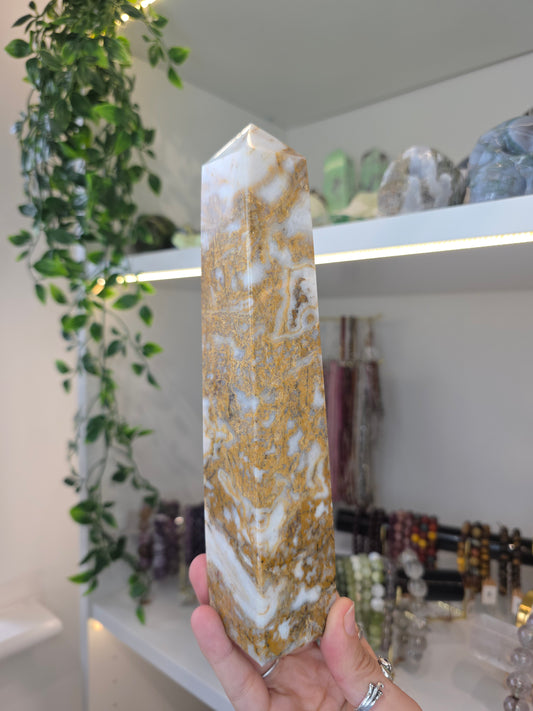 Yellow Moss Agate from Indonesia Statement Tower A