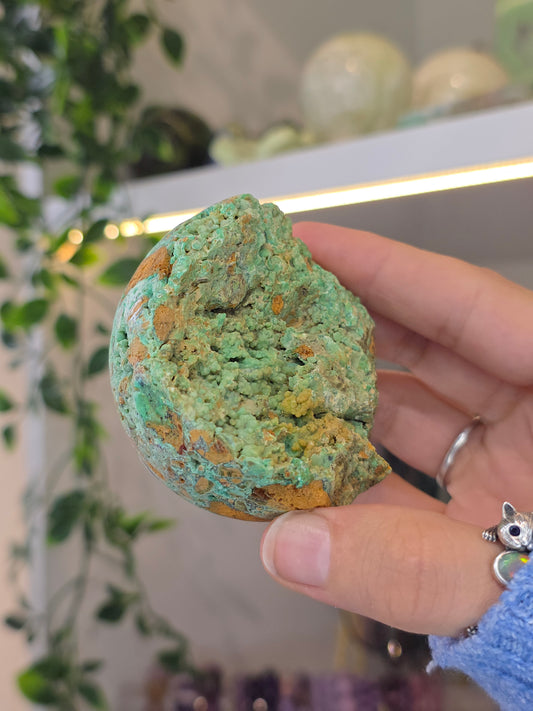 Smithsonite Half Raw Half Polished Sphere from Indonesia - N