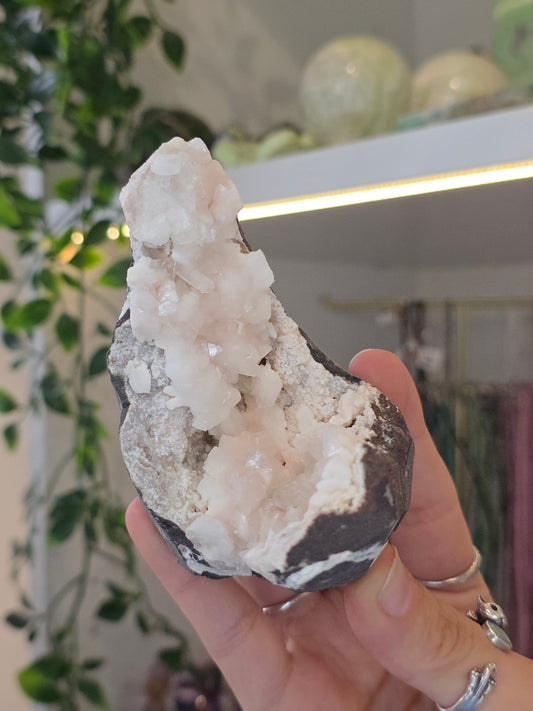 Pink Heulandite with Stilbite on Basalt Matrix from Mumbai, Maharashtra, India - A