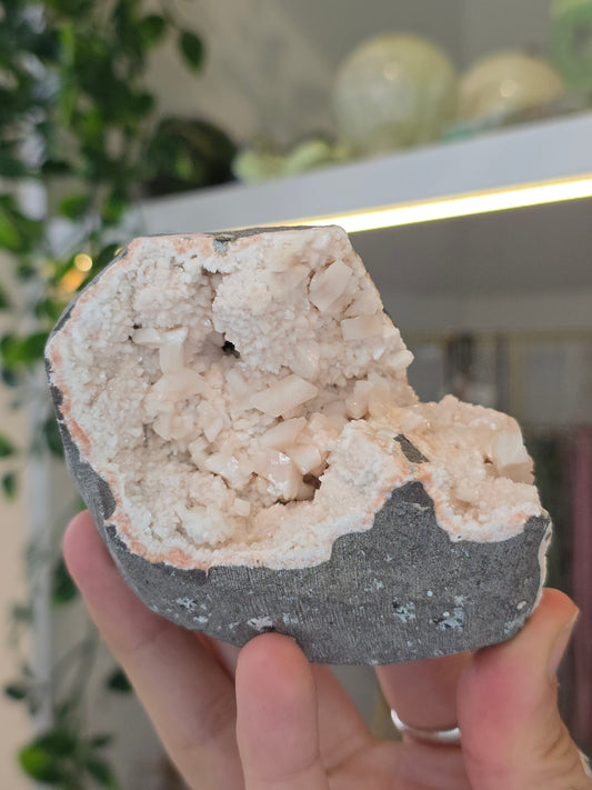 Pink Heulandite with Stilbite on Basalt Matrix from Mumbai, Maharashtra, India - P