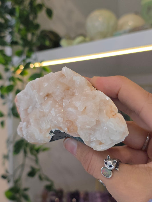 Pink Heulandite with Stilbite on Basalt Matrix from Mumbai, Maharashtra, India - C
