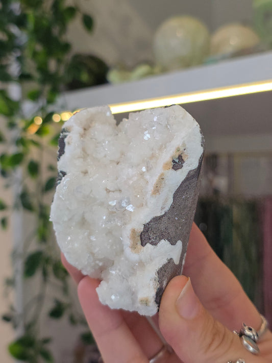 Pink Heulandite with Stilbite on Basalt Matrix from Mumbai, Maharashtra, India - F