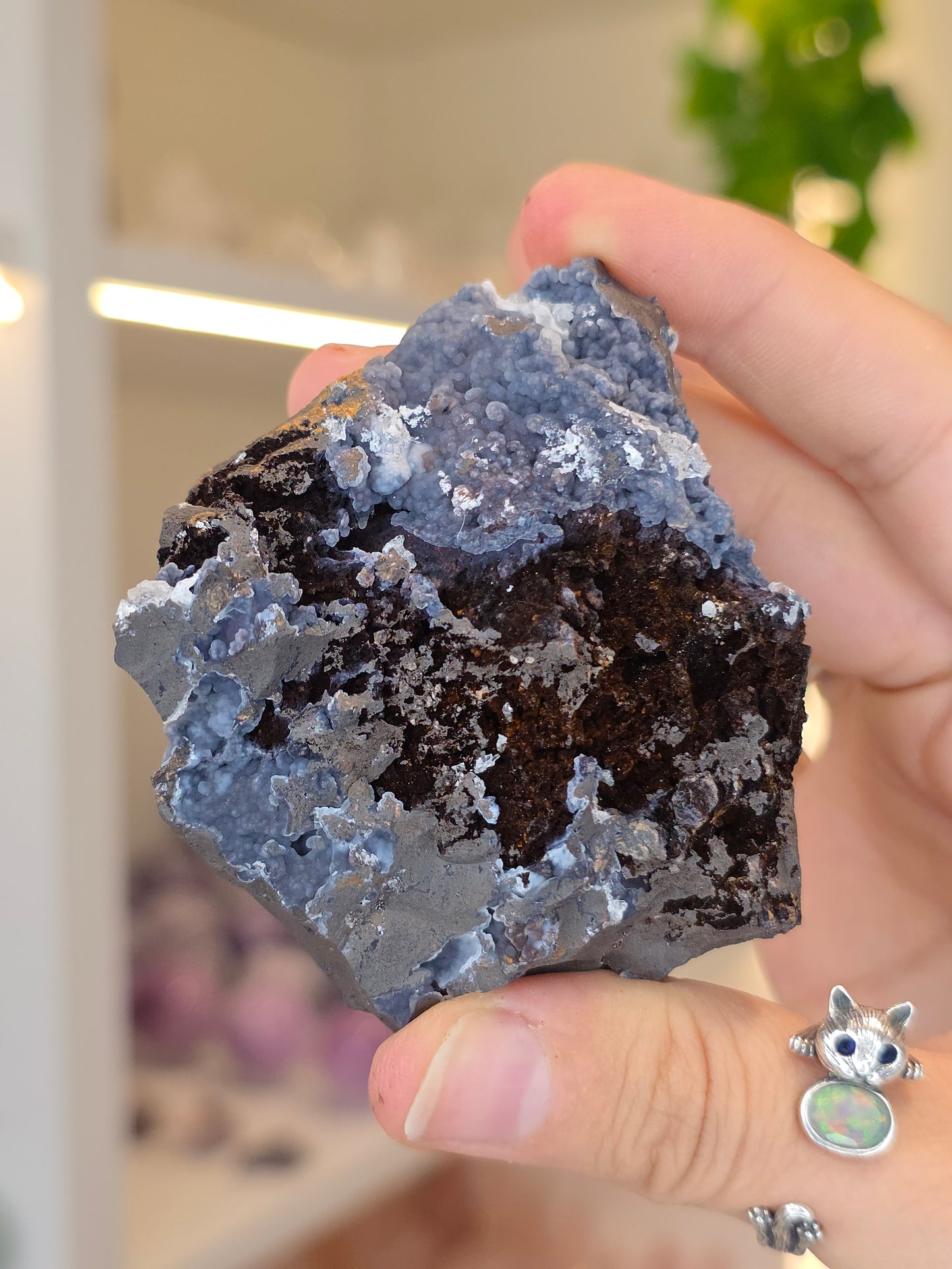 Aragonite on Chalcedony Goethite from Santa Eulalia, Chihuahua, Mexico - B