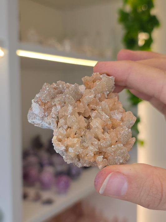 Selenite on Dogtooth Calcite from Santa Eulalia, Chihuahua, Mexico - D