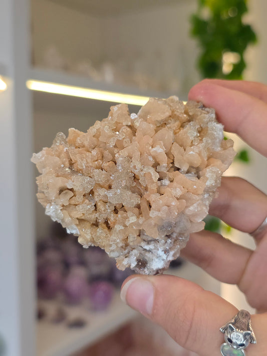 Selenite on Dogtooth Calcite from Santa Eulalia, Chihuahua, Mexico - G