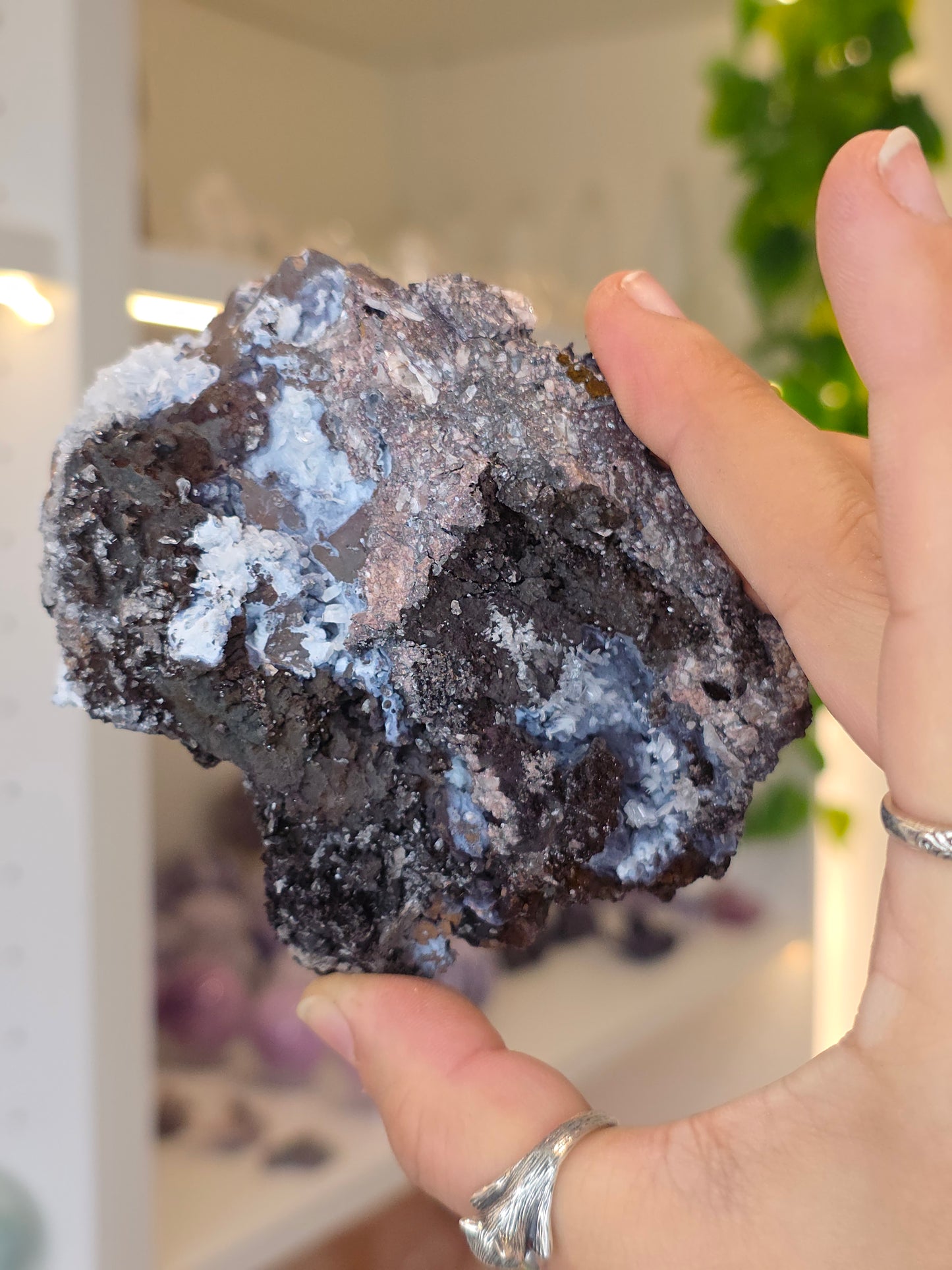 Aragonite on Chalcedony Goethite from Santa Eulalia, Chihuahua, Mexico - F