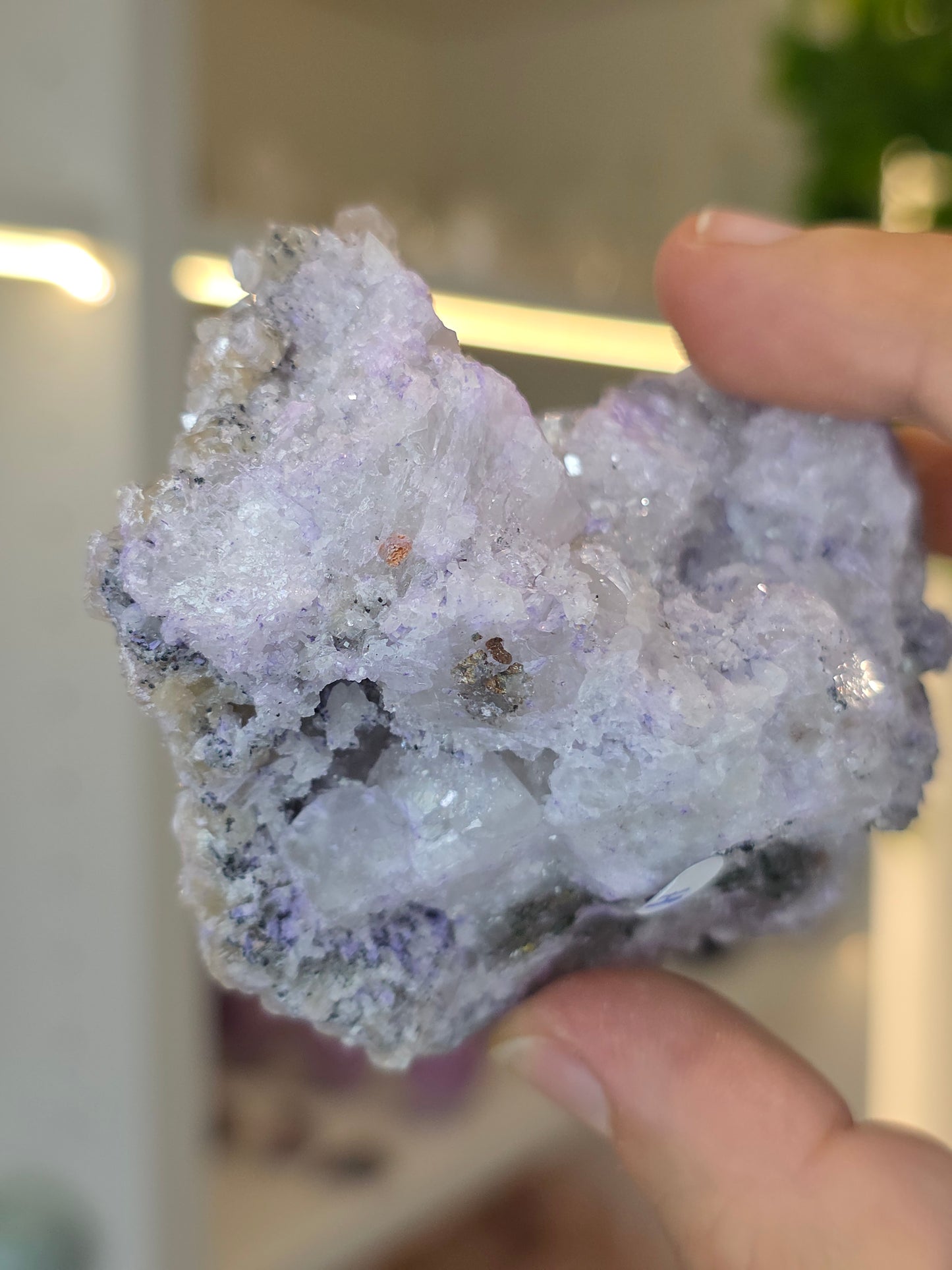 Purpurite with Apophyllite on Quartz from Namibia - A