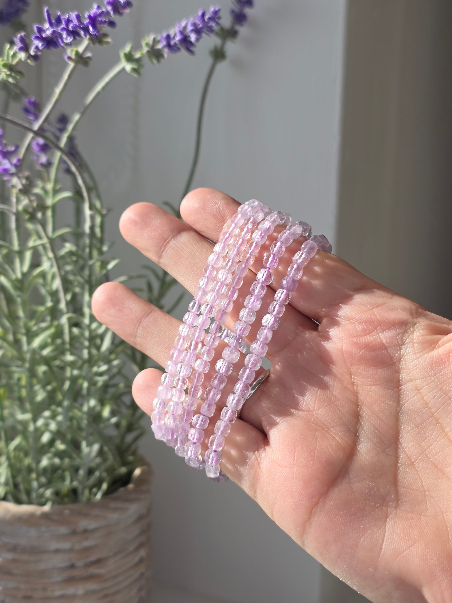 Bolivian Amethyst - Cubic Facetted Bracelet 4mm