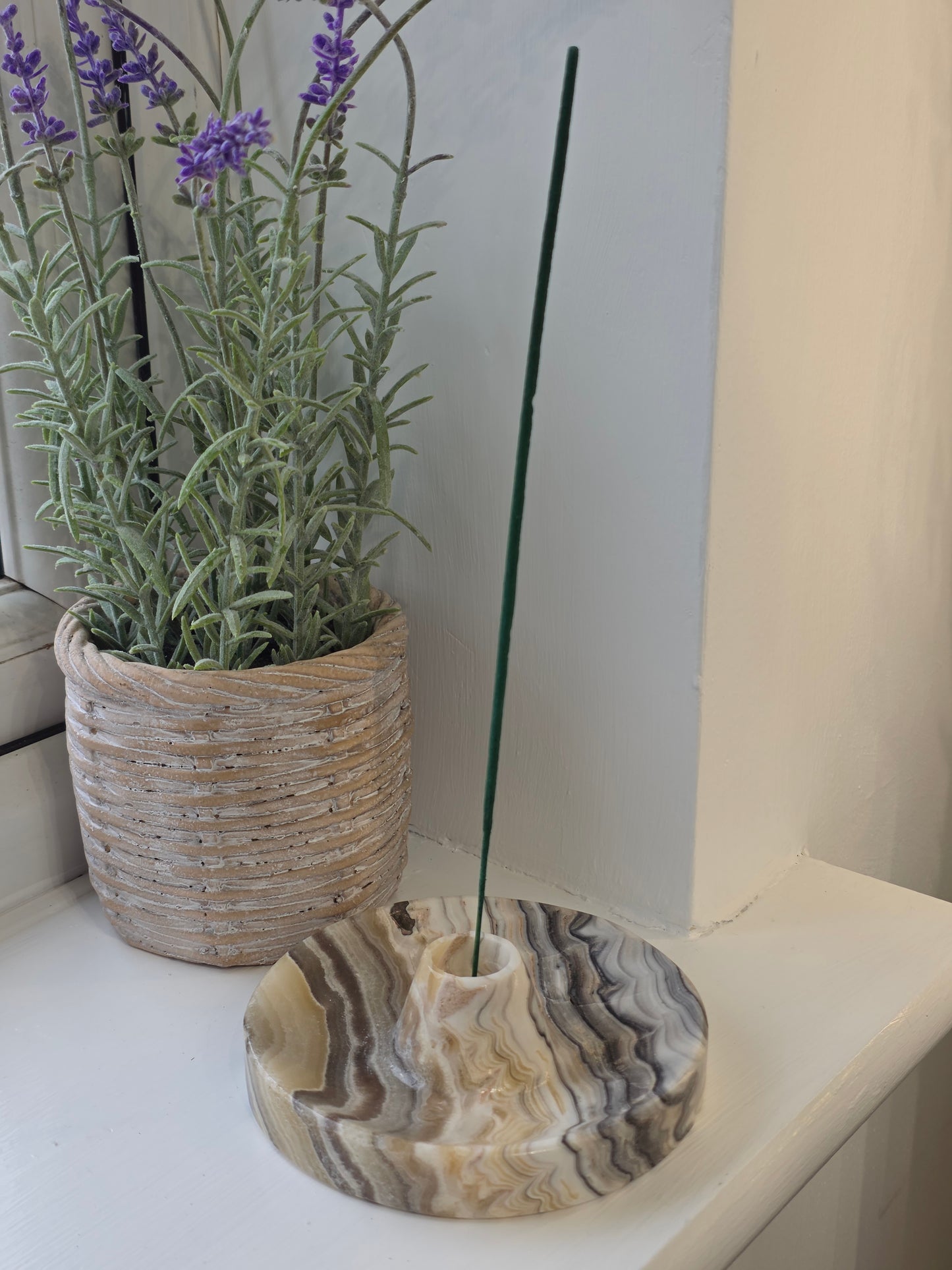 Mexican Onyx Palo Santo Incense Holder - Yellow Zebra - D