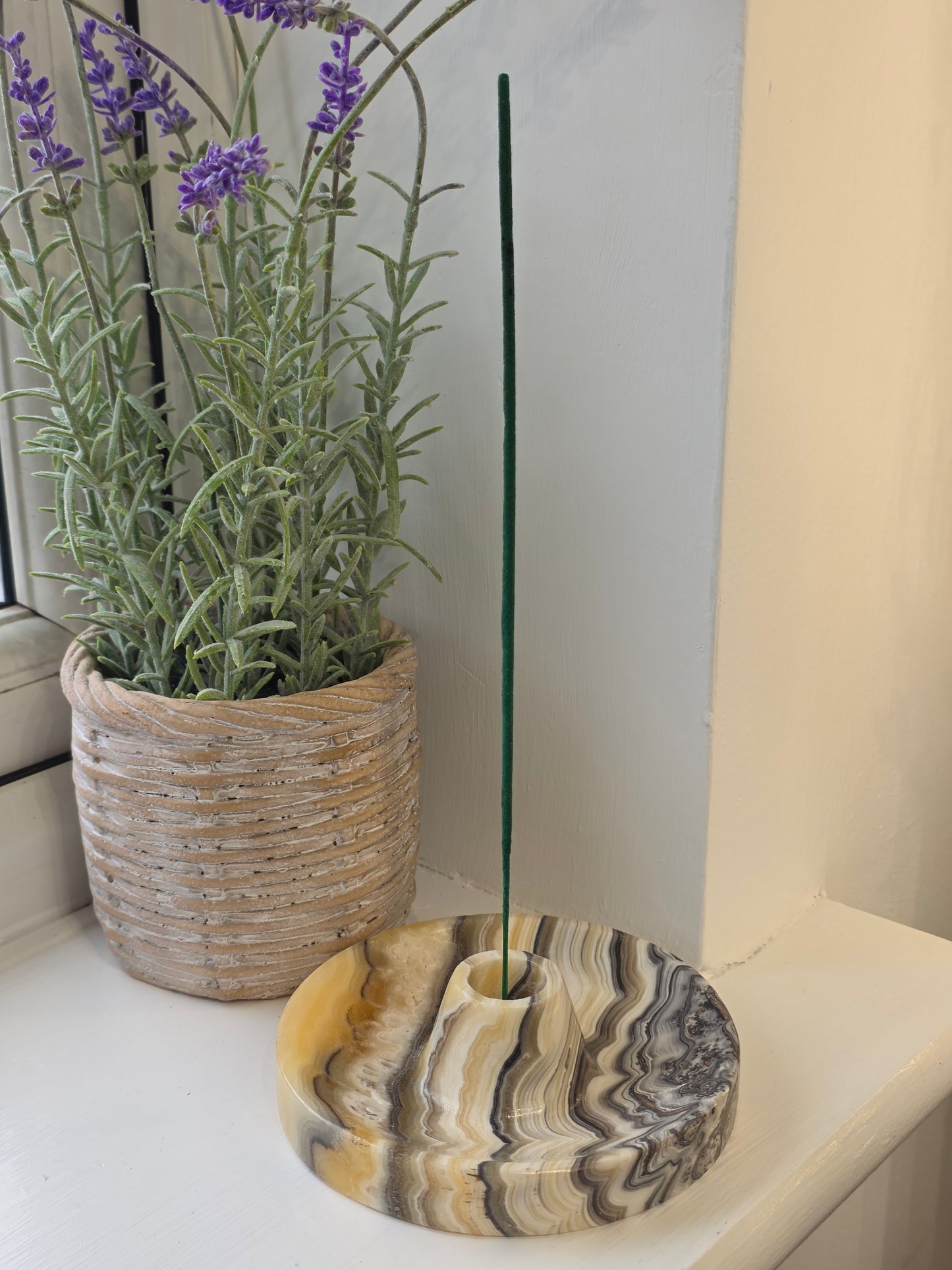 Mexican Onyx Palo Santo Incense Holder - Yellow Zebra - E
