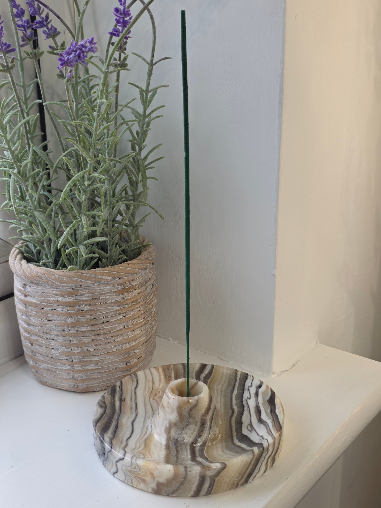 Mexican Onyx Palo Santo Incense Holder - Black/White Zebra Calcite - I