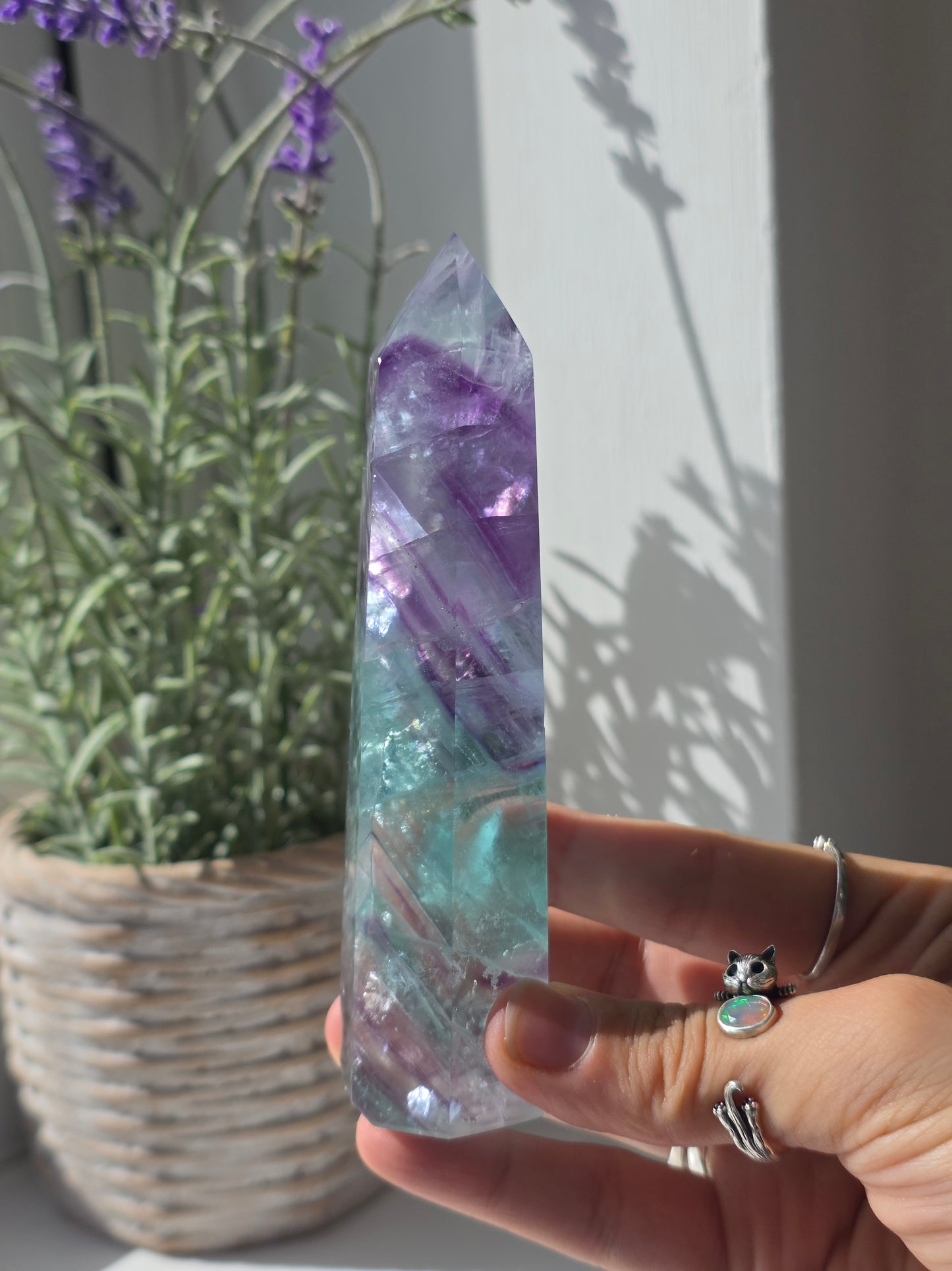 Flashy Rainbow Fluorite Tower - E