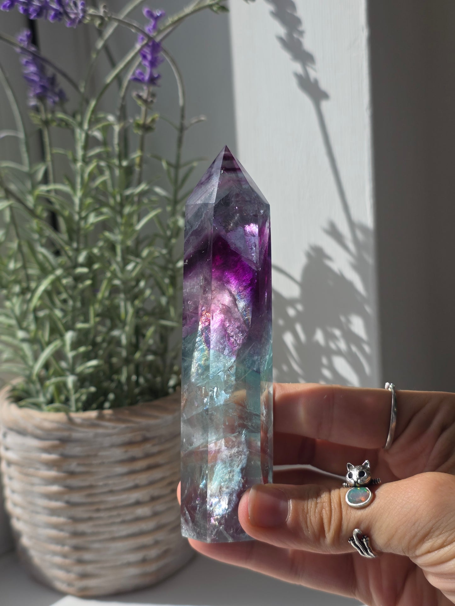 Flashy Rainbow Fluorite Tower - G
