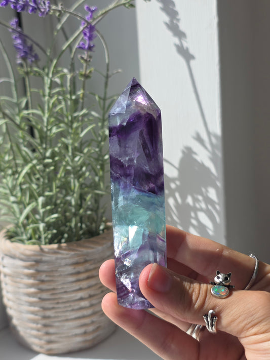 Flashy Rainbow Fluorite Tower - I