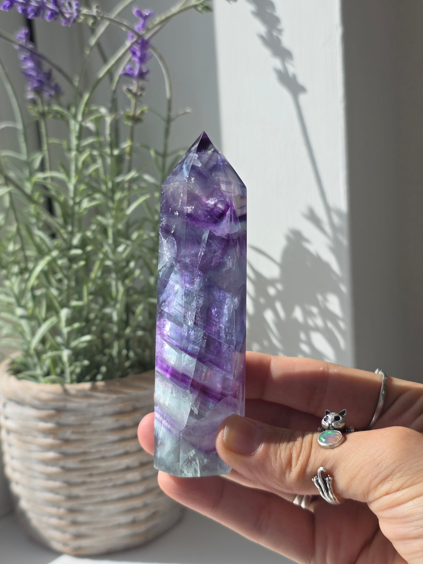 Flashy Rainbow Fluorite Tower - J