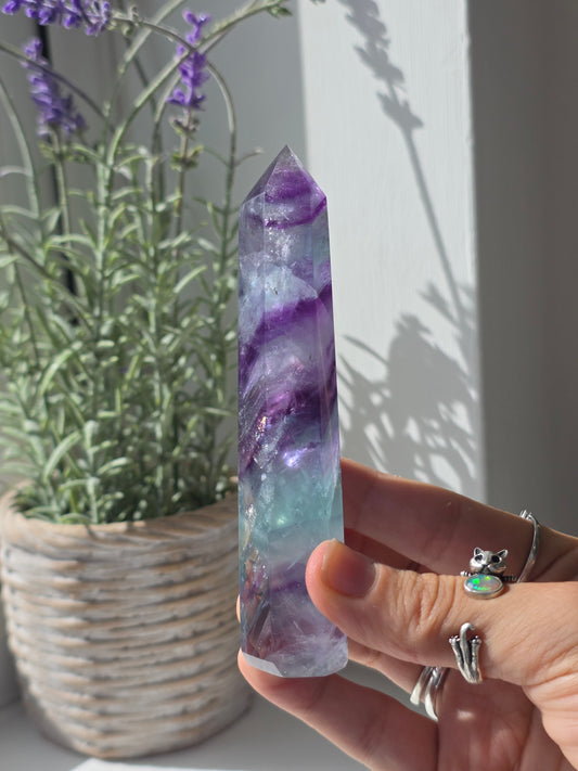 Flashy Rainbow Fluorite Tower - L