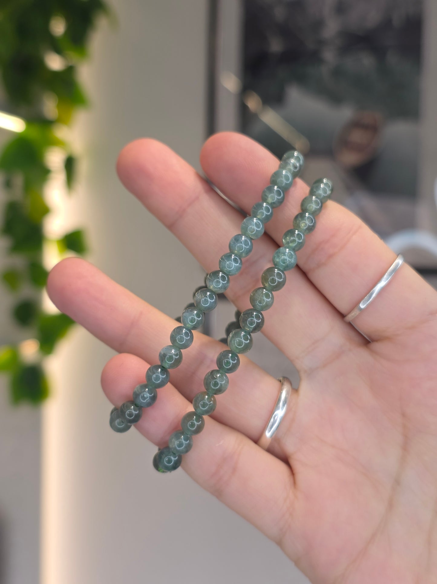 Green Apatite - Round Bead Bracelet 6mm