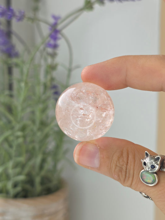 Pink Himalayan Quartz (Hematite Included) Sphere - C