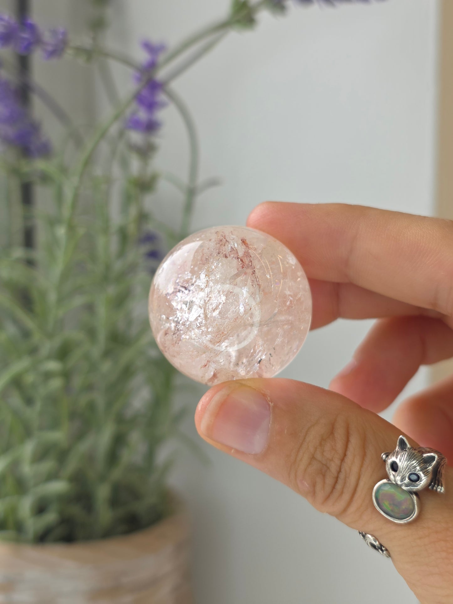 Pink Himalayan Quartz (Hematite Included) Sphere - E