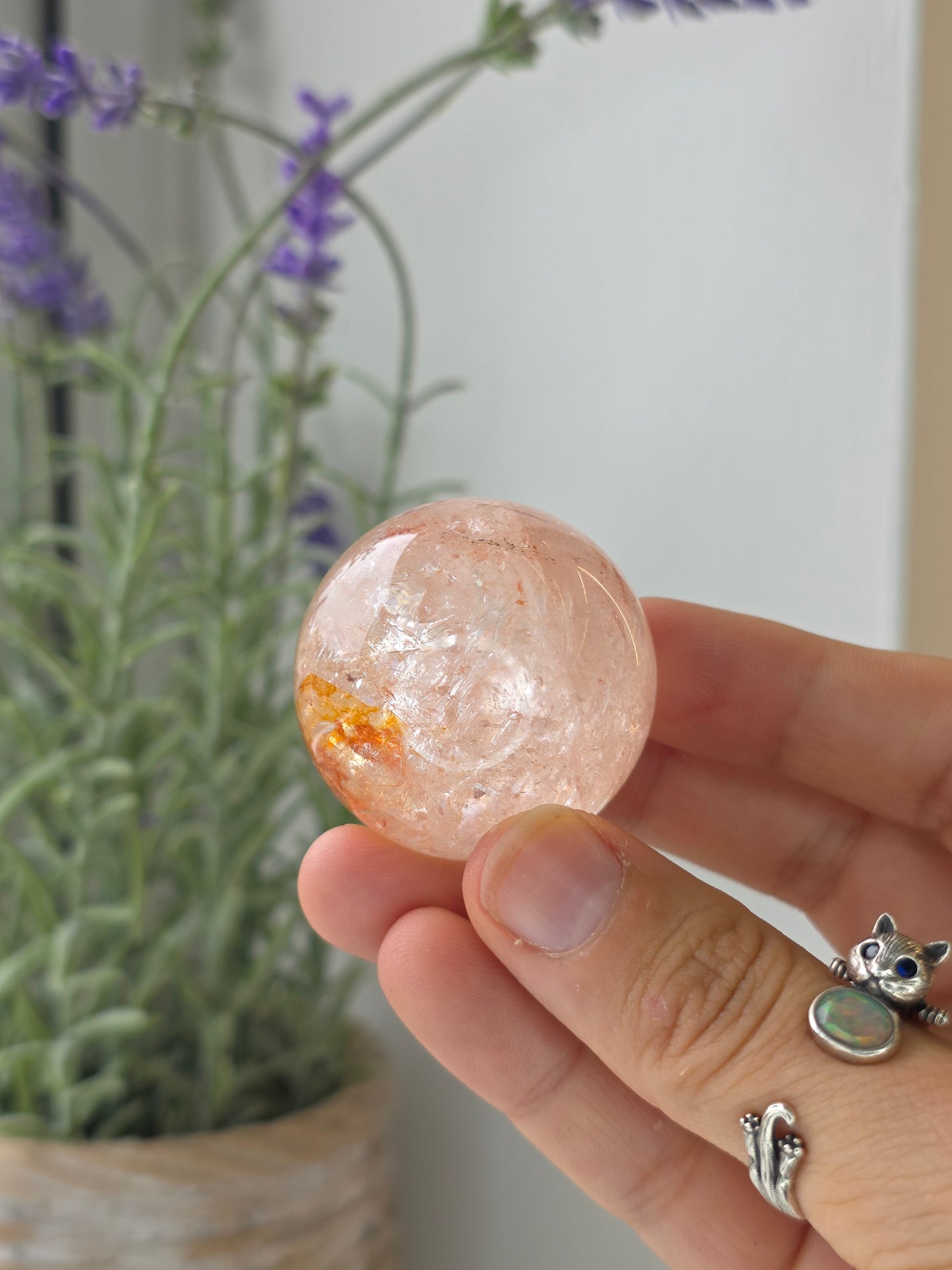Pink Himalayan Quartz (Hematite Included) Sphere - I