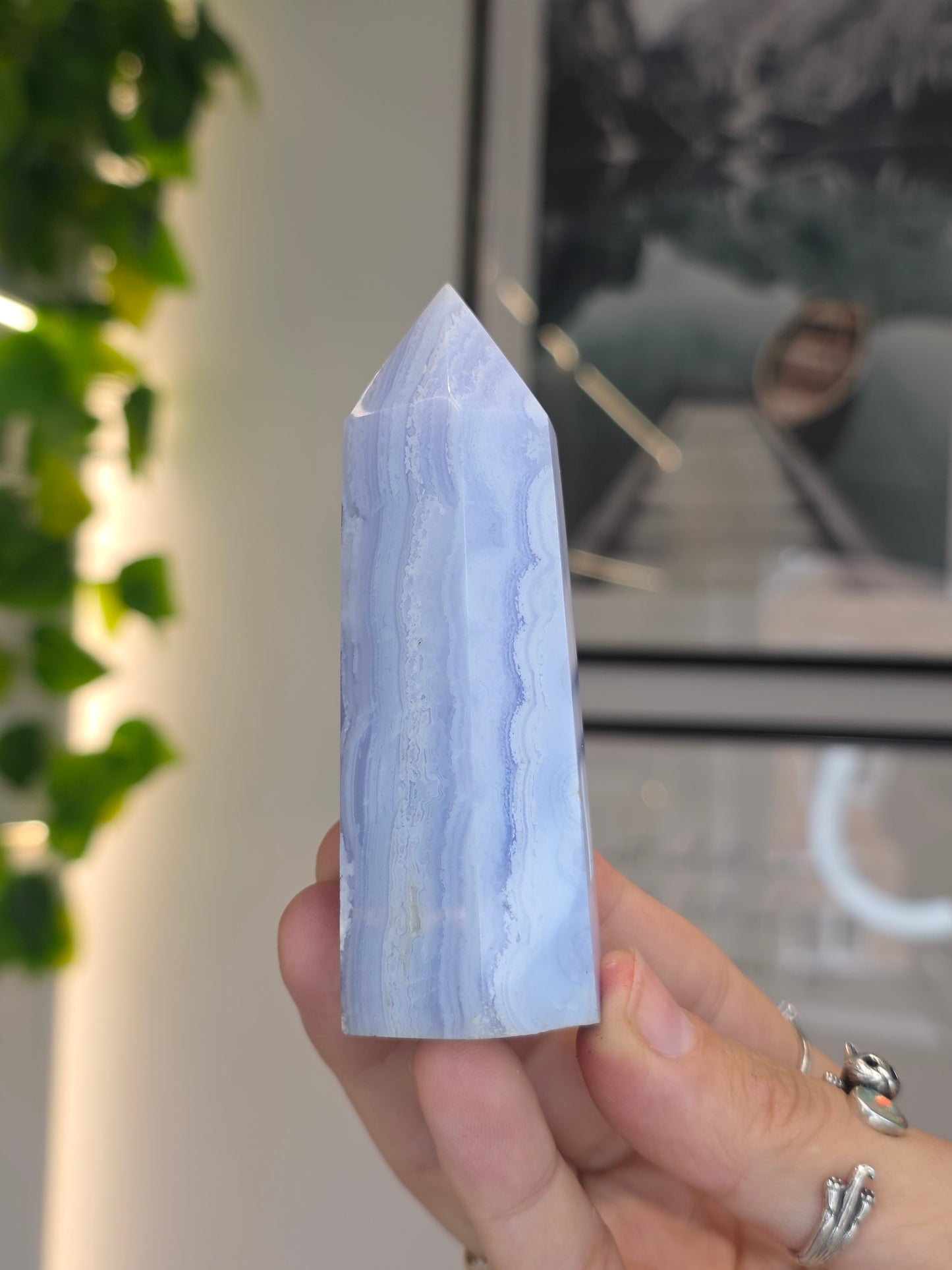 Blue Lace Agate Tower - D