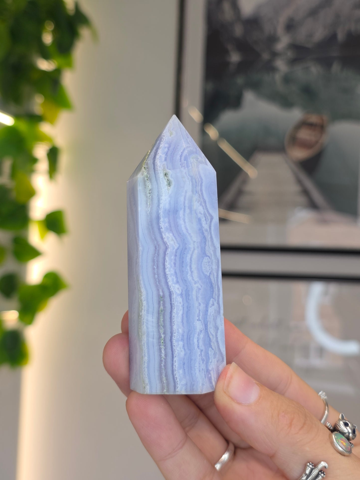Blue Lace Agate Tower - E