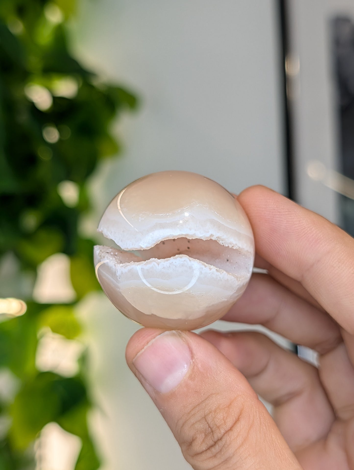 Peachy Pink Druzy Agate Sphere