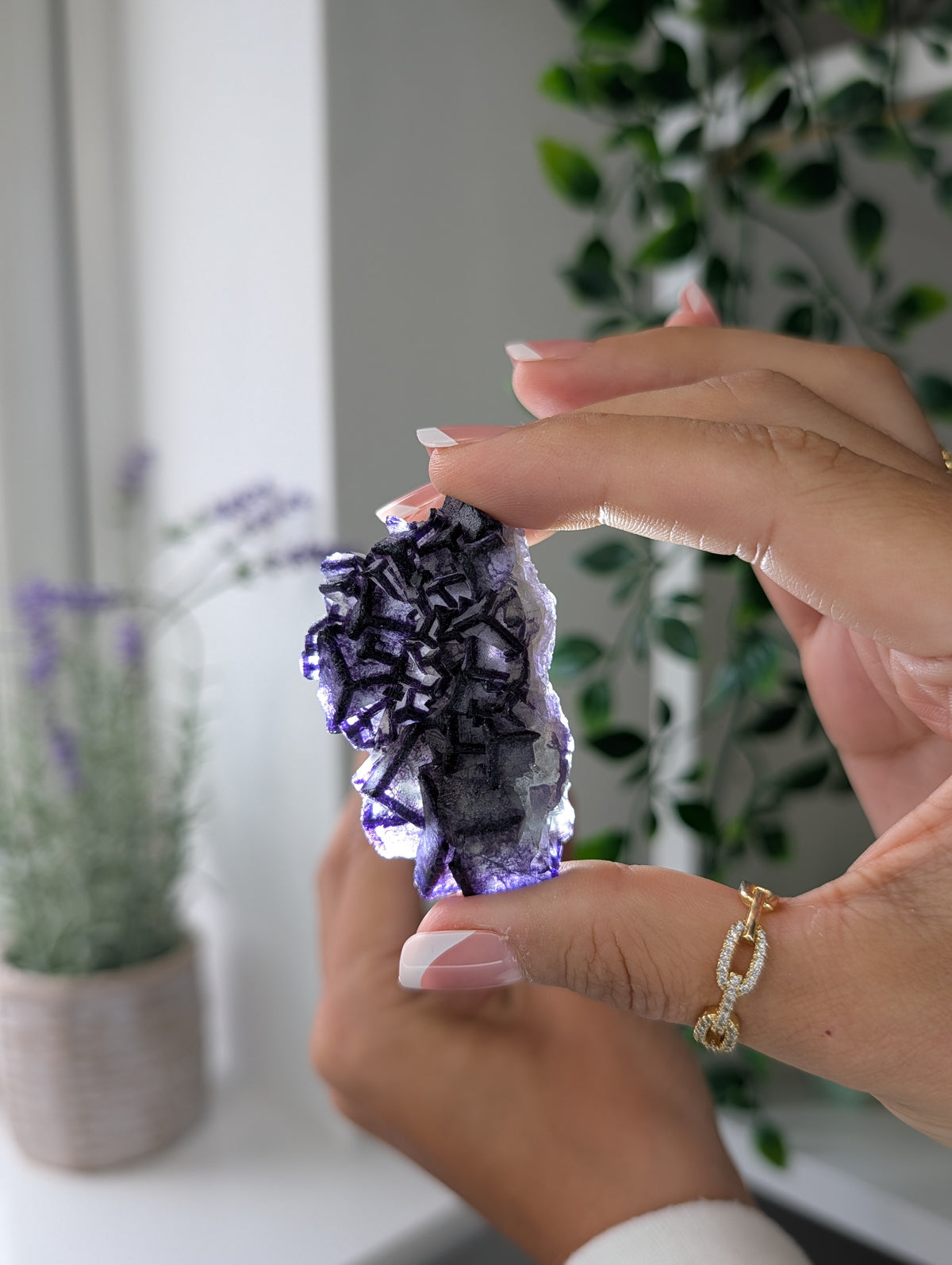 Black Worrier / Purple Edge Fluorite Specimen from Inner Mongolia
