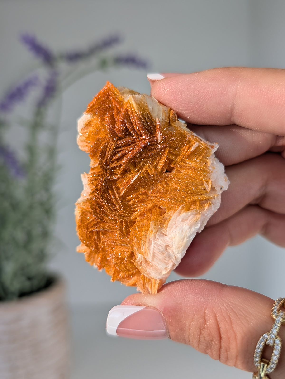 Vanadinite on Barite Specimens from Morocco