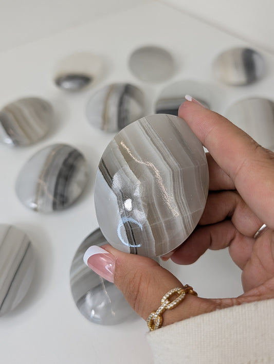 Intuitively Chosen Mexican Banded Onyx Calcite Palm Stones