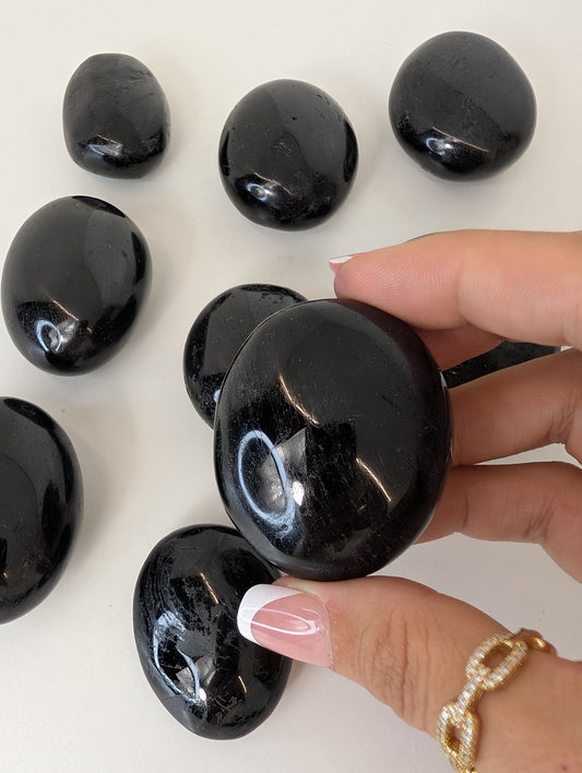 Intuitively Chosen Black Tourmaline Palm Stones