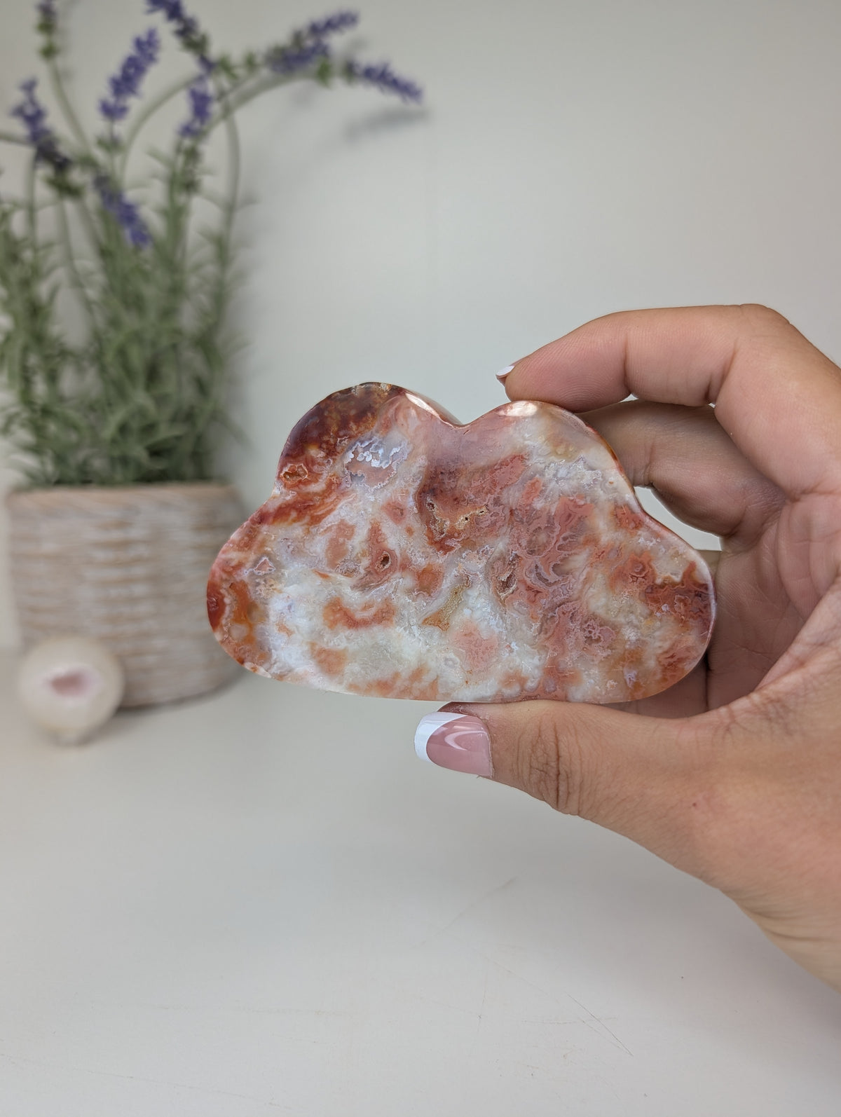 Pink Carnelian Cloud Carving from Indonesia