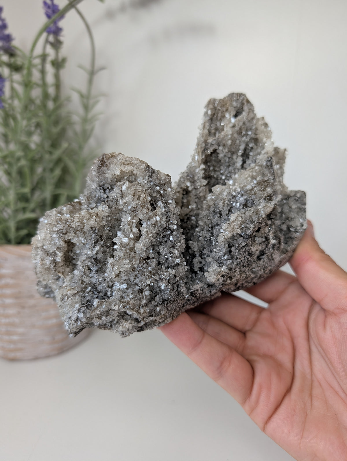 Black Chalcedony with Sugary Stilbite Specimen from Bhopal, India