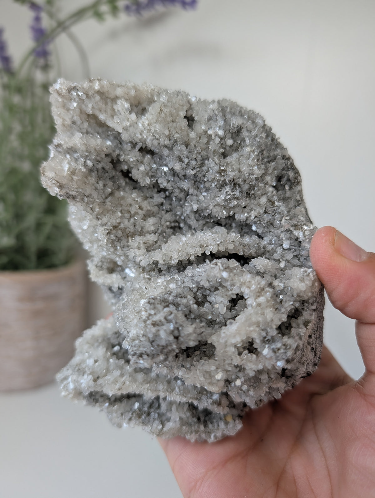 Black Chalcedony with Sugary Stilbite Specimen from Bhopal, India