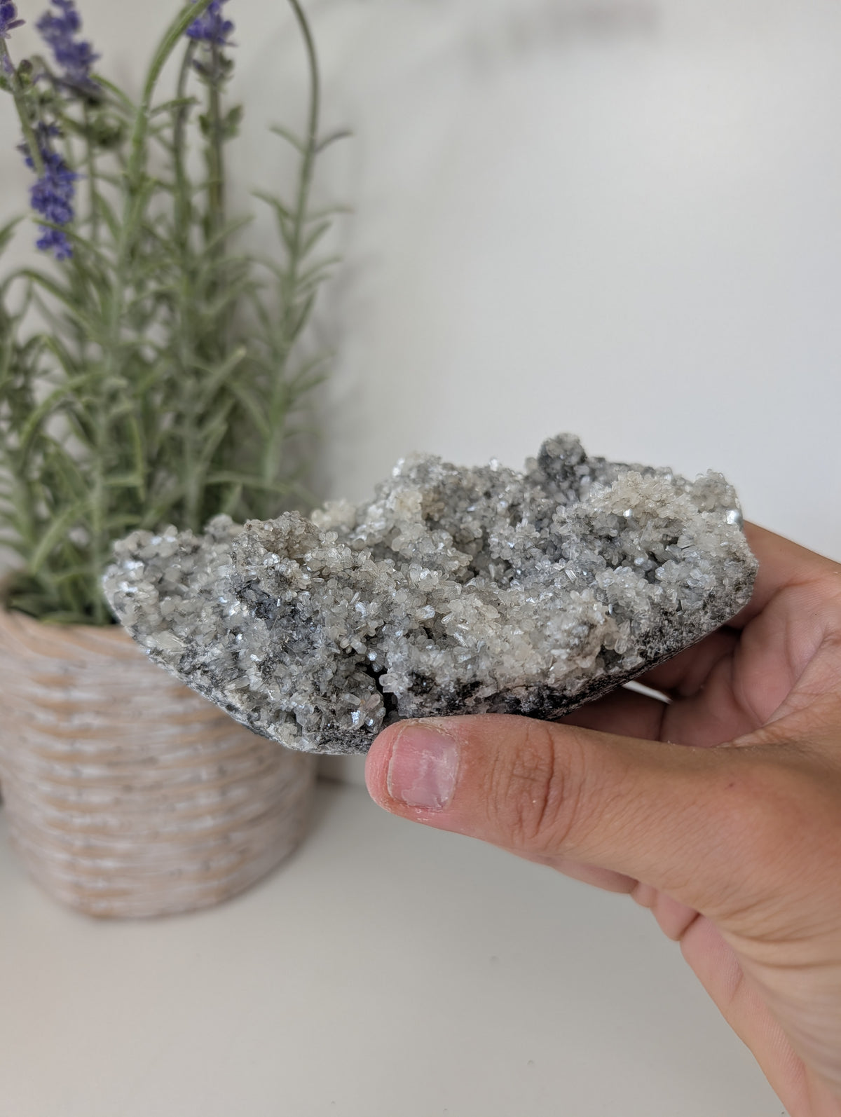 Black Chalcedony with Sugary Stilbite Specimen from Bhopal, India