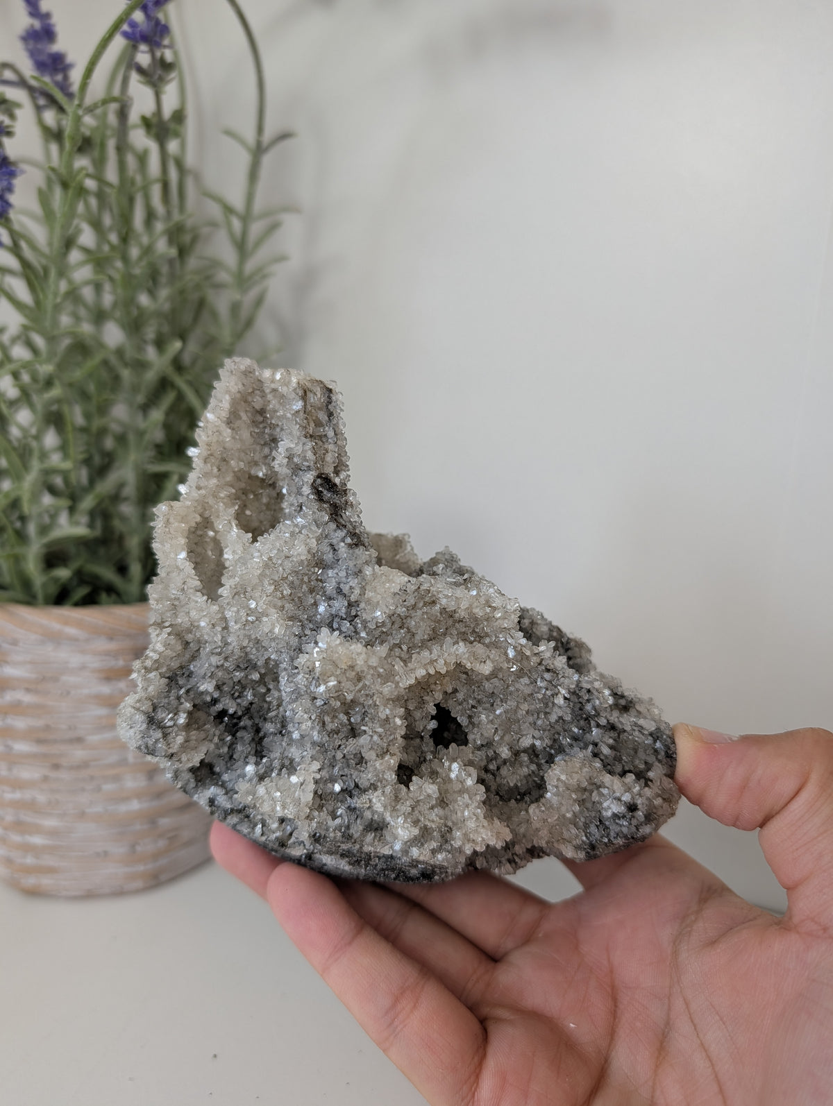 Black Chalcedony with Sugary Stilbite Specimen from Bhopal, India