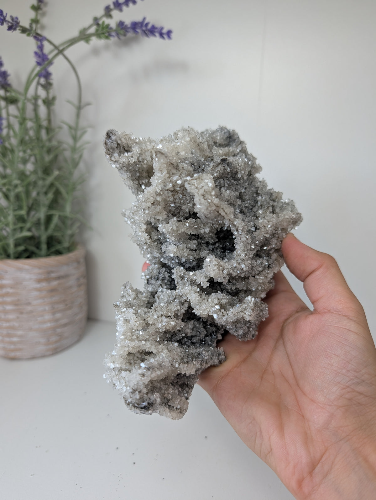 Black Chalcedony with Sugary Stilbite Specimen from Bhopal, India