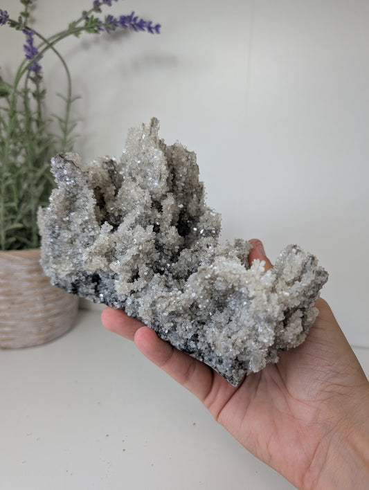 Black Chalcedony with Sugary Stilbite Specimen from Bhopal, India