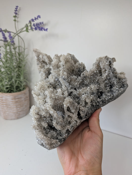 Black Chalcedony with Sugary Stilbite Specimen from Bhopal, India